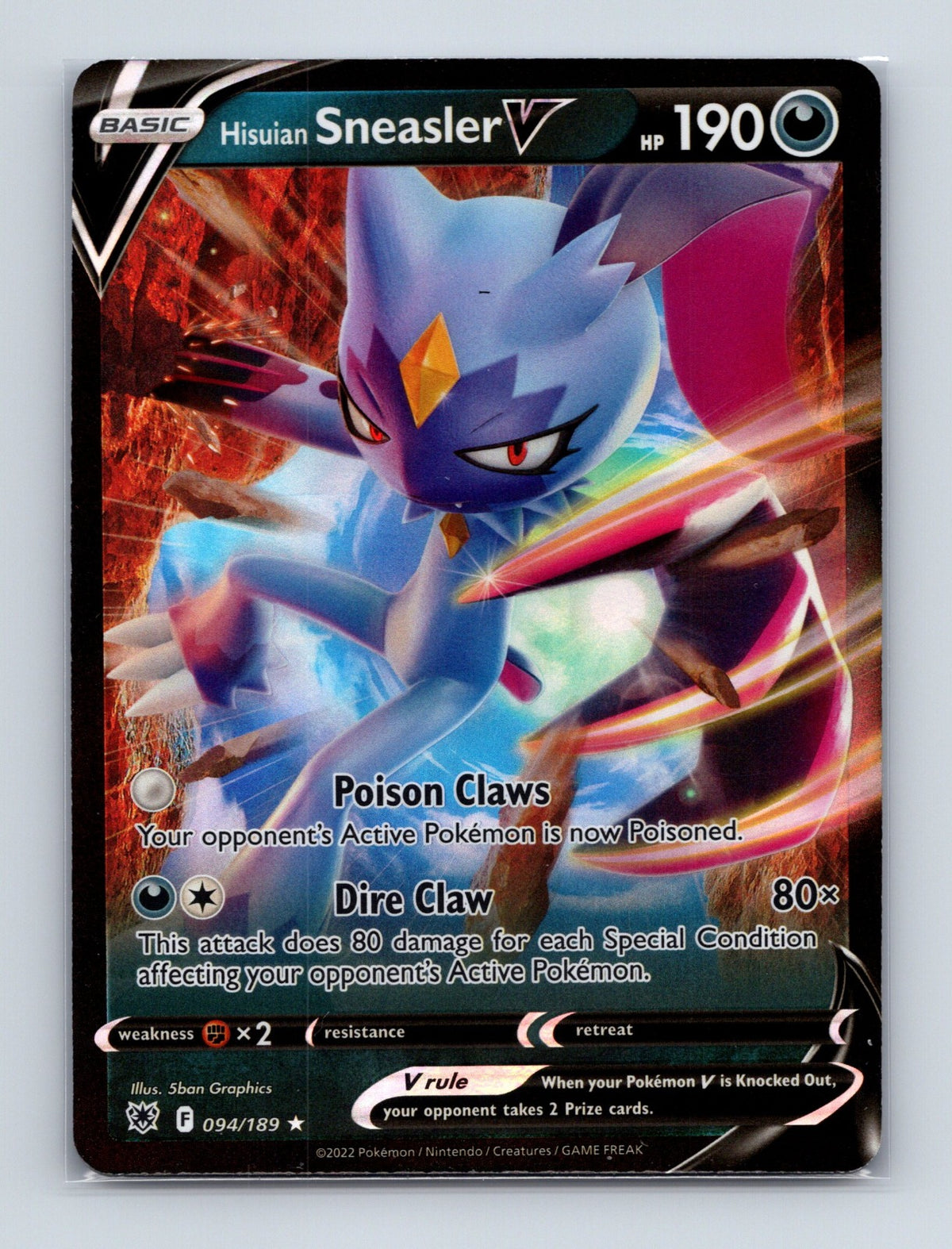 2022 Pokemon Hisuian Sneasler V SWSH10: Astral Radiance 094/189  Ultra Rare NM