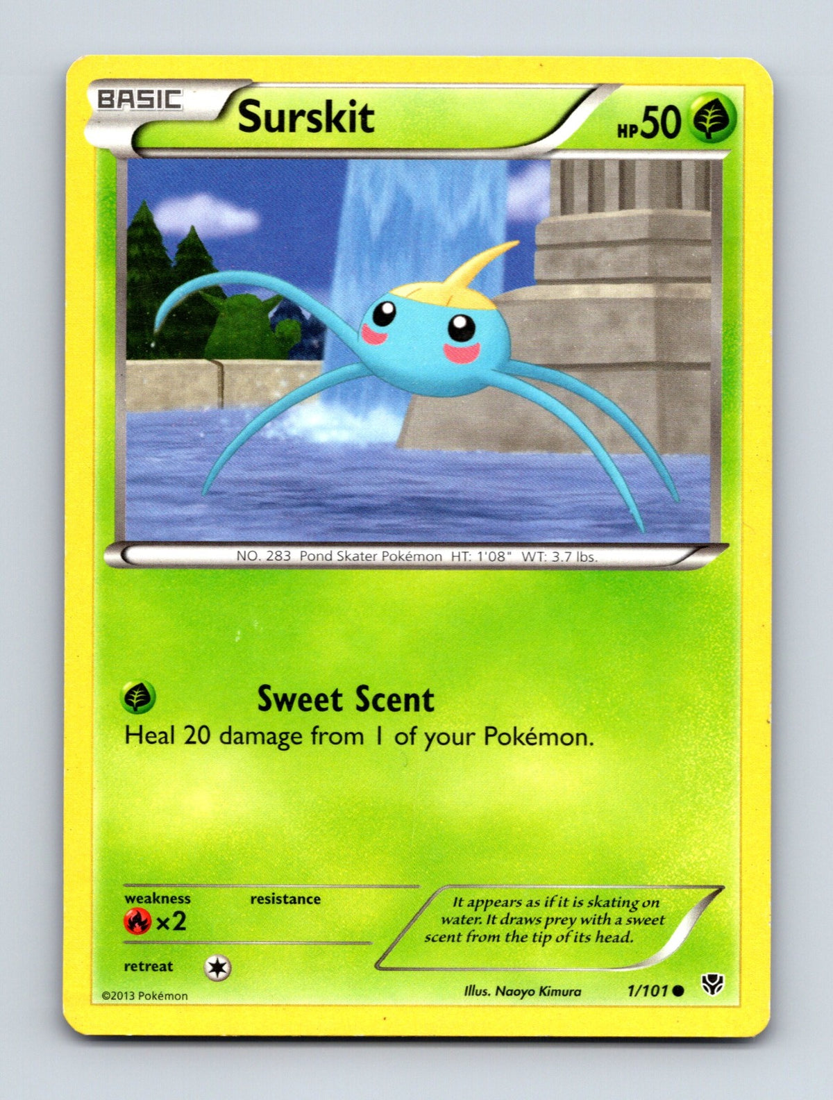 2013 Pokemon TCG Surskit Plasma Blast 1/101 Reverse Holo Common LP