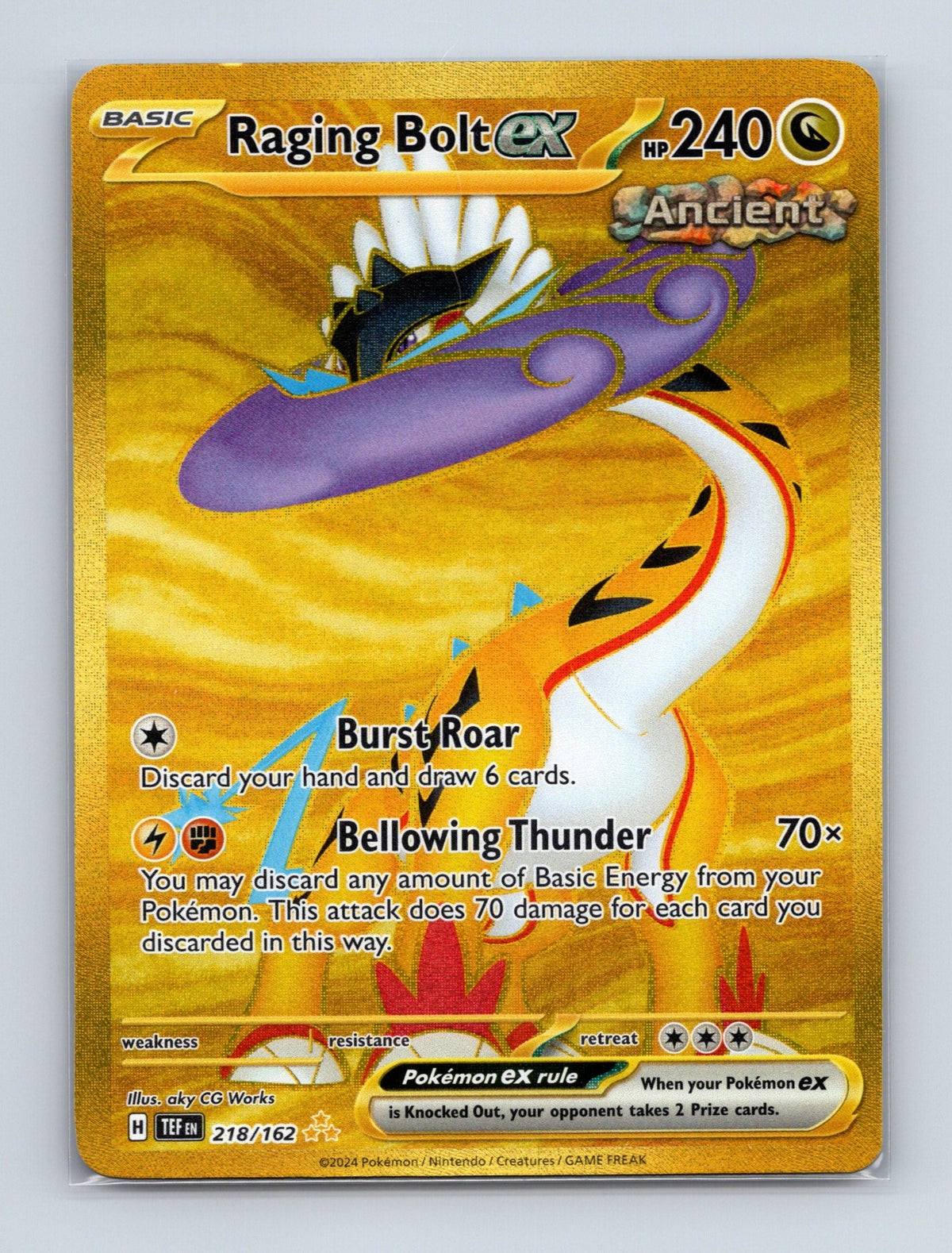 2024 Pokemon TCG Raging Bolt ex SV05: Temporal Forces 218/162 Holo Hyper Rare NM