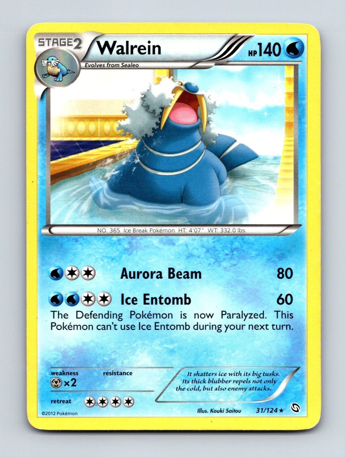 2012 Pokemon TCG Walrein Dragons Exalted 31/124 Rare LP