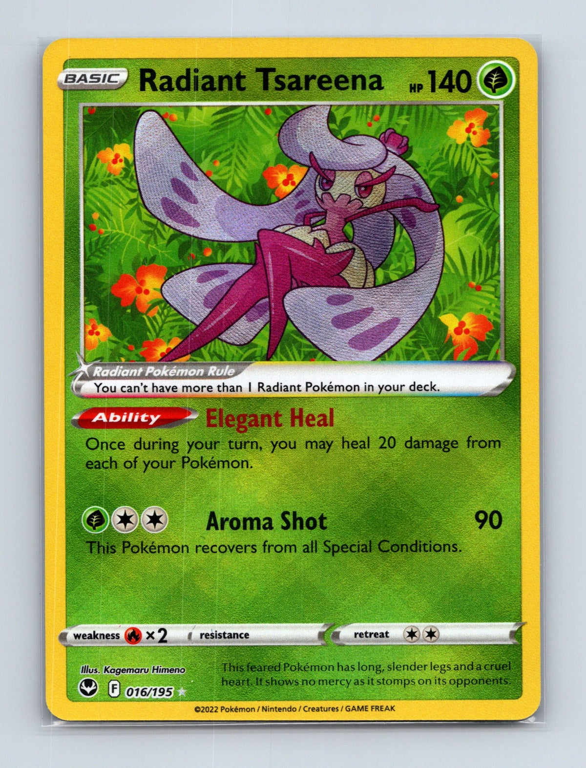 2022 Pokemon Radiant Tsareena SWSH12: Silver Tempest 016/195 Radiant Rare NM