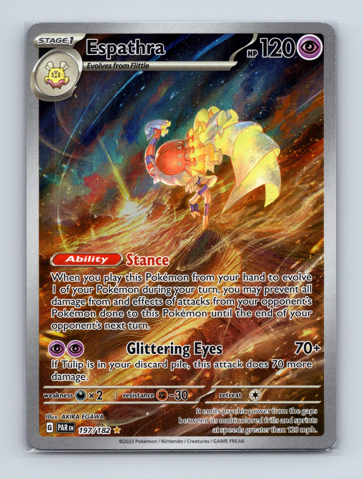 2023 Pokemon Espathra SV04: Paradox Rift 197/182 Holo Illustration Rare NM