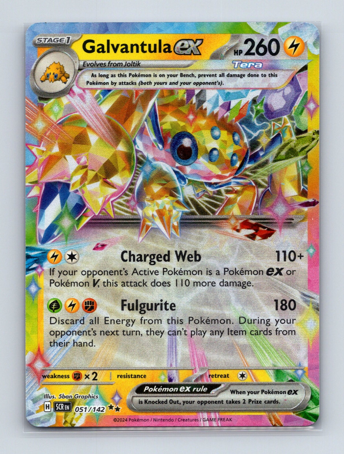 2024 Pokemon TCG Galvantula ex SV07: Stellar Crown 051/142 Holo Double Rare NM