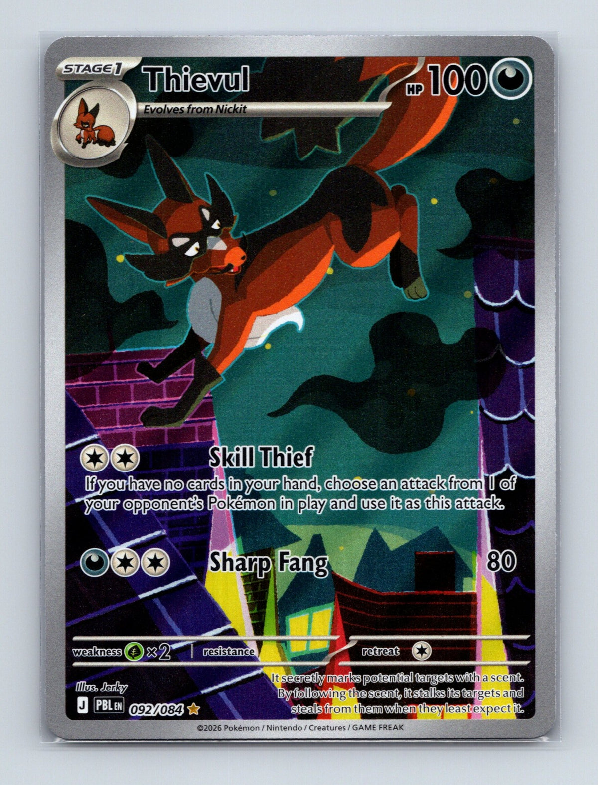 2026 Pokemon TCG Thievul ME05: Pitch Black 092/084 Holo Illustration Rare NM