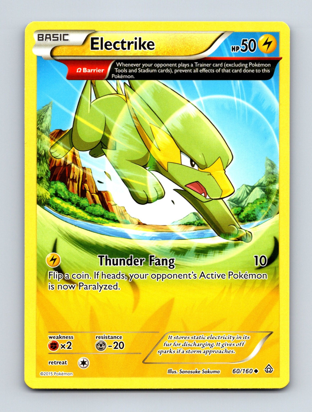 2015 Pokemon TCG Electrike (Omega) XY - Primal Clash 60/160 Uncommon NM