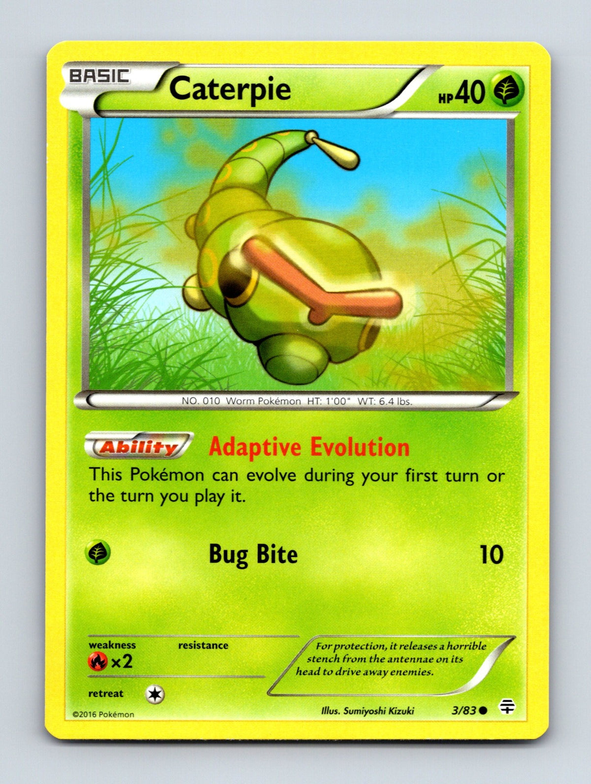 2016 Pokemon TCG Caterpie Generations 3/83 Common NM