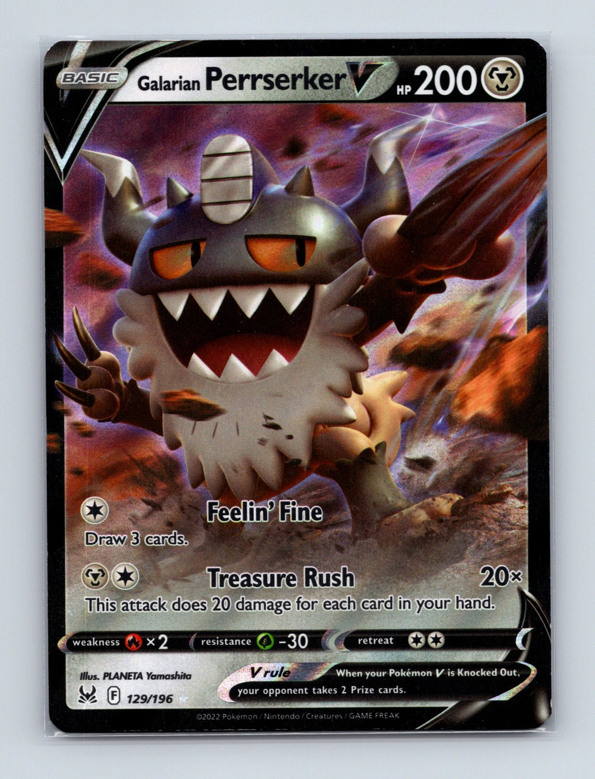 2022 Pokemon TCG Galarian Perrserker V SWSH11: Lost Origin 129/196 Ultra Rare NM