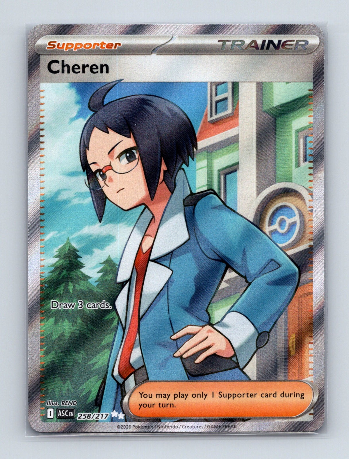 2026 Pokemon TCG Cheren ME: Ascended Heroes 258/217 Holo Ultra Rare NM