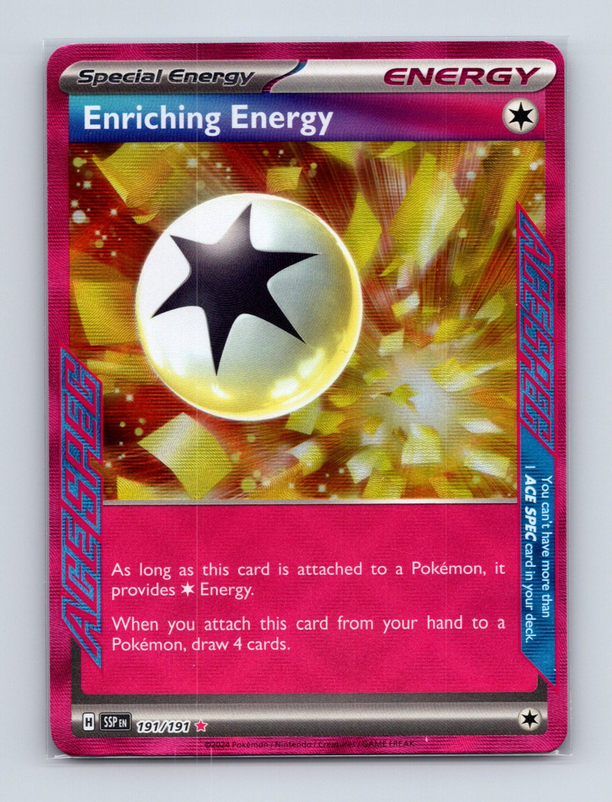 2024 Pokemon Enriching Energy SV08: Surging Sparks 191/191 Holo ACE SPEC Rare NM