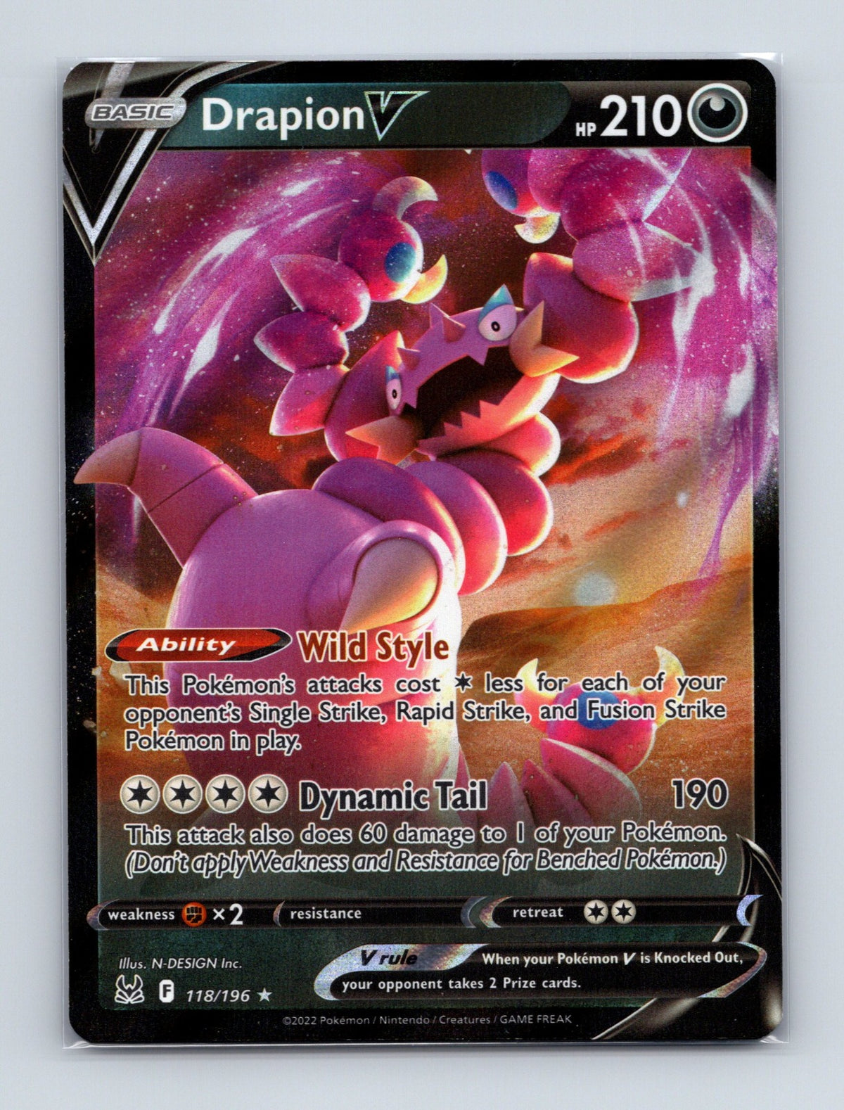 2022 Pokemon TCG Drapion V SWSH11: Lost Origin 118/196 Holo Ultra Rare NM