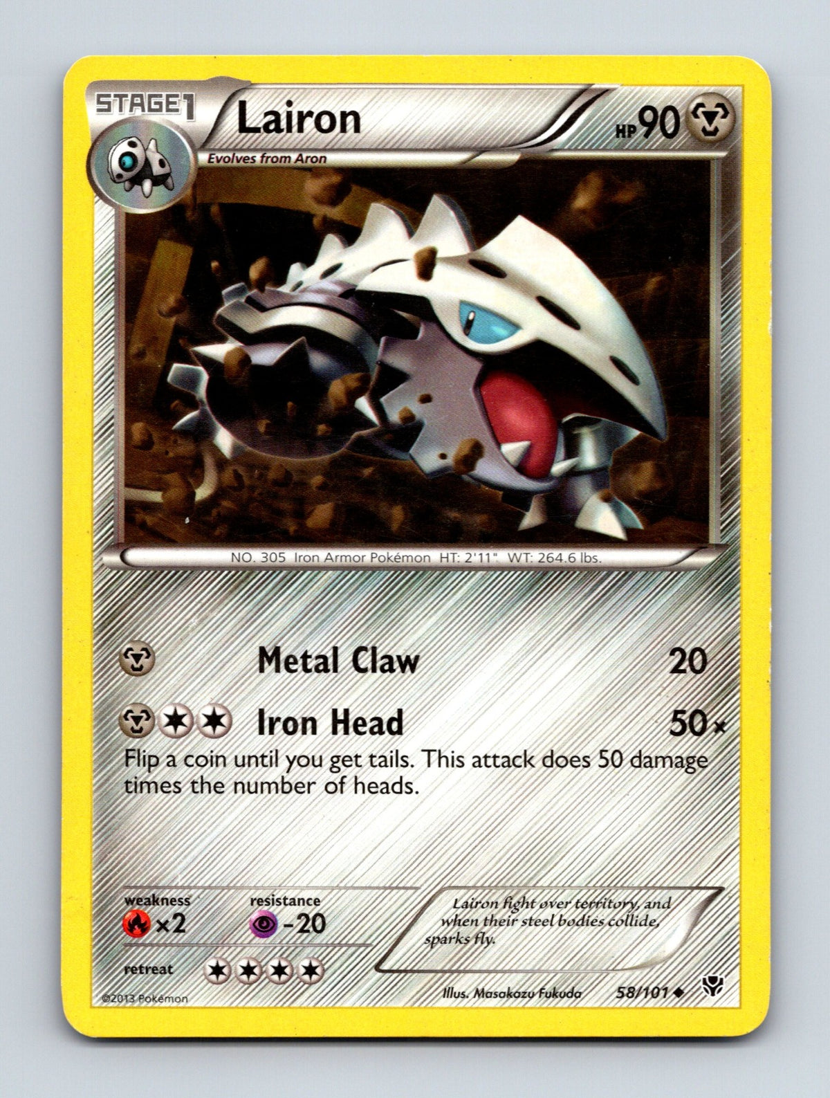 2013 Pokemon TCG Lairon Plasma Blast 58/101 Uncommon LP