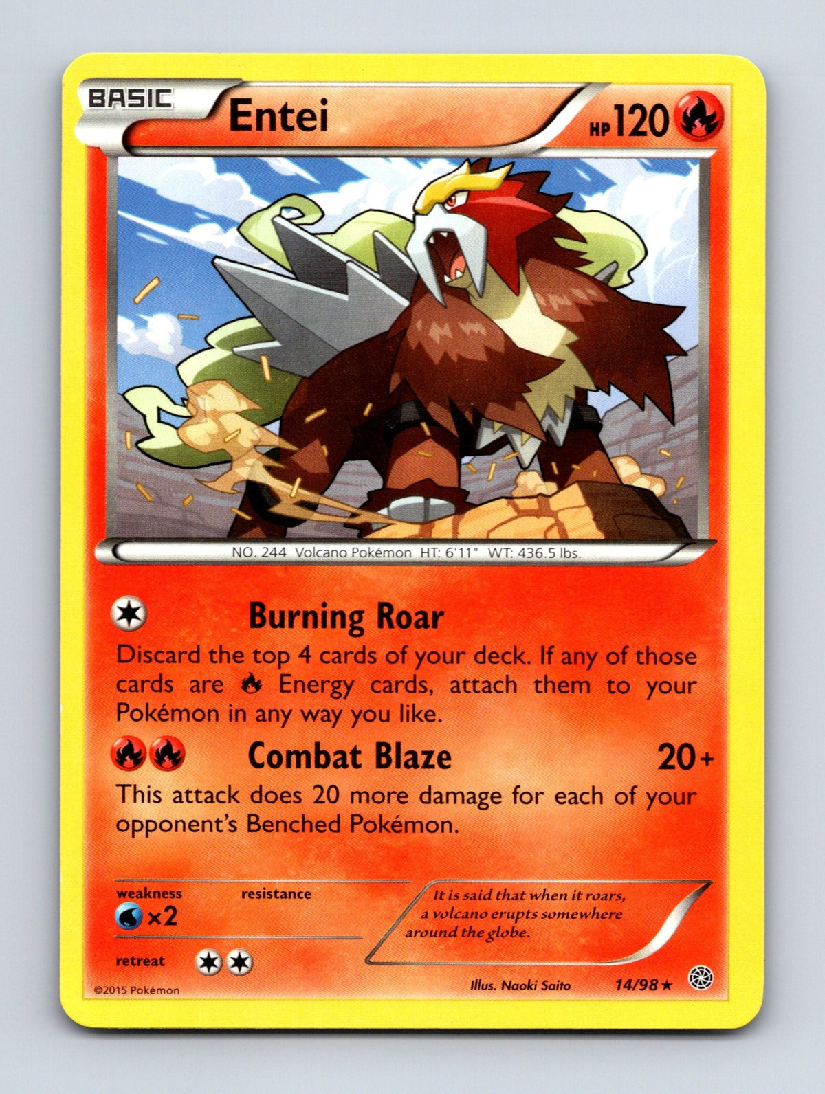 2015 Pokemon TCG Entei (14) XY - Ancient Origins 14/98 Rare LP