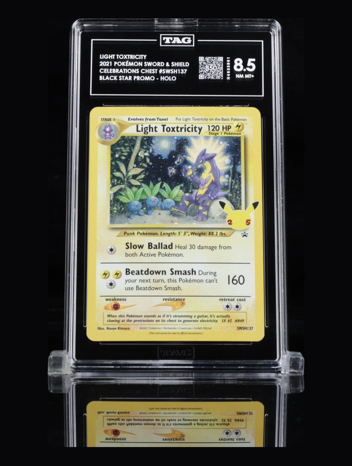 2021 Pokemon SWSH Black Star Promo Light Toxtricity #SWSH137 Holo TAG 8.5 NM-MT+