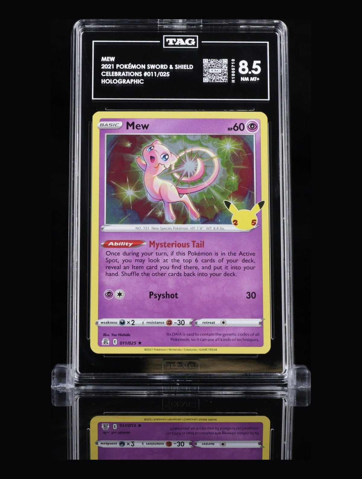 2021 Pokemon Sword & Shield Celebrations Mew #011/025 Holo Rare TAG 8.5 NM-MT+