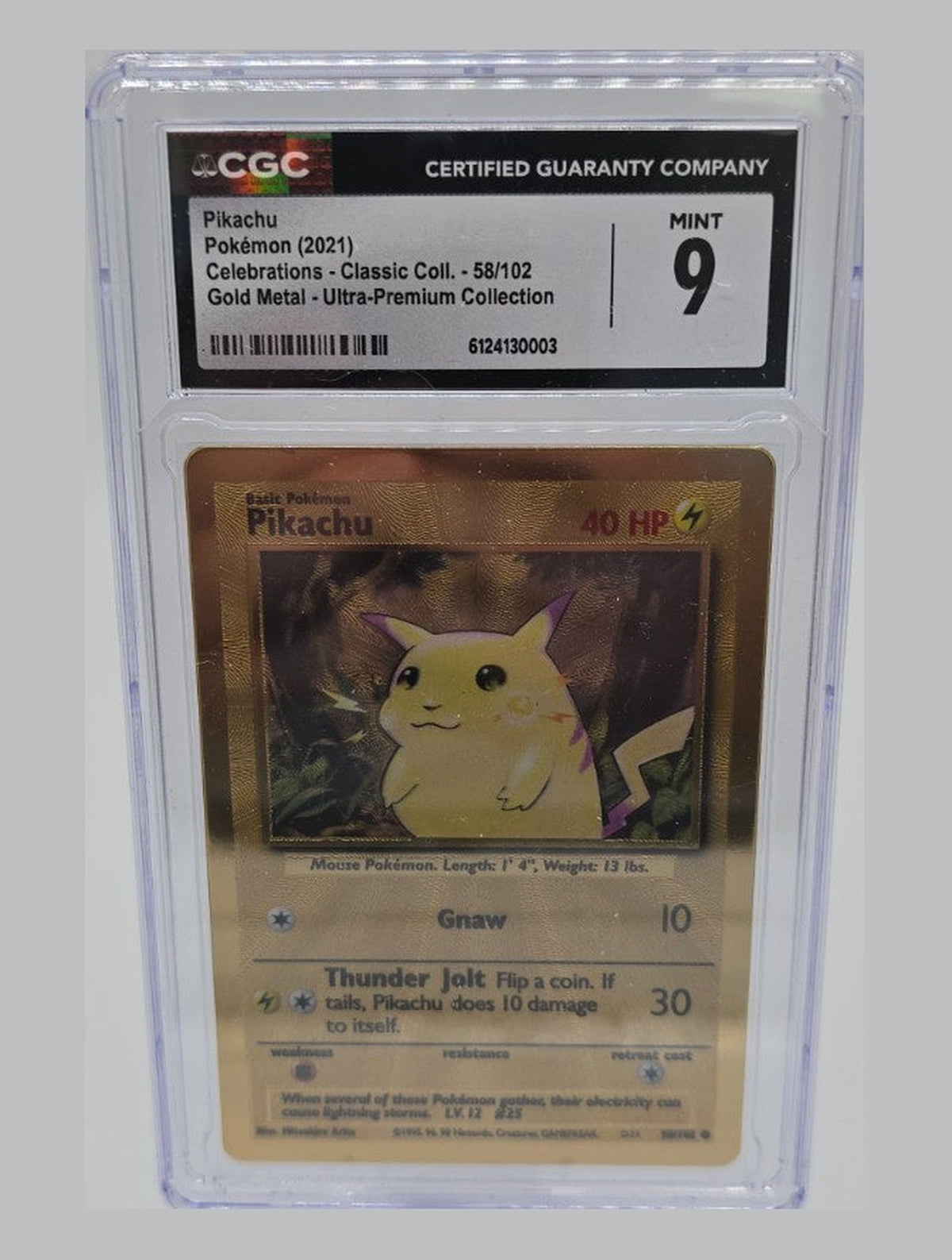 2021 Pokemon Celebrations Classic Coll Pikachu #58/102 Gold Metal CGC 9 MINT