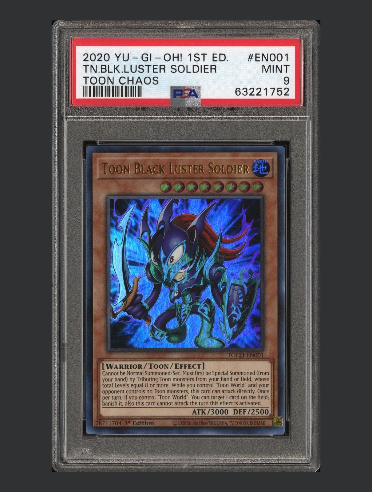 2020 Yu-Gi-Oh Toon Chaos Toon Black Luster Soldier #TOCH-EN001 1st Ed UR PSA 9