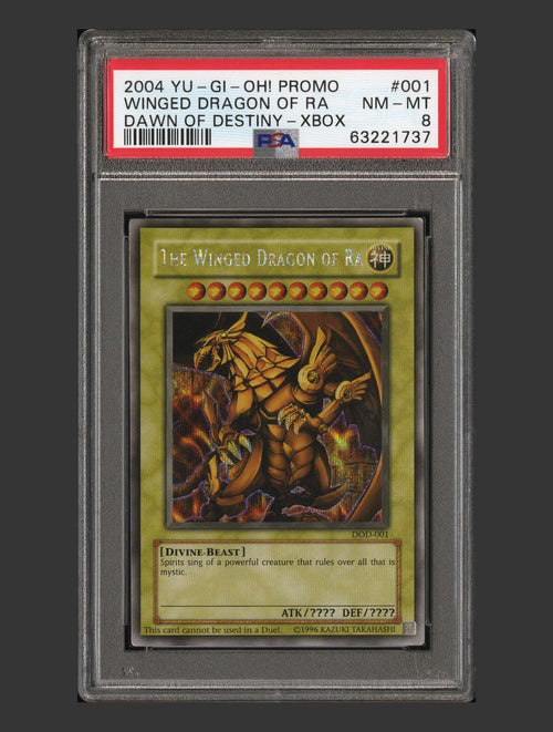 2004 Yu-Gi-Oh Dawn of Destiny The Winged Dragon of Ra #DOD-001 Secret Rare PSA 8