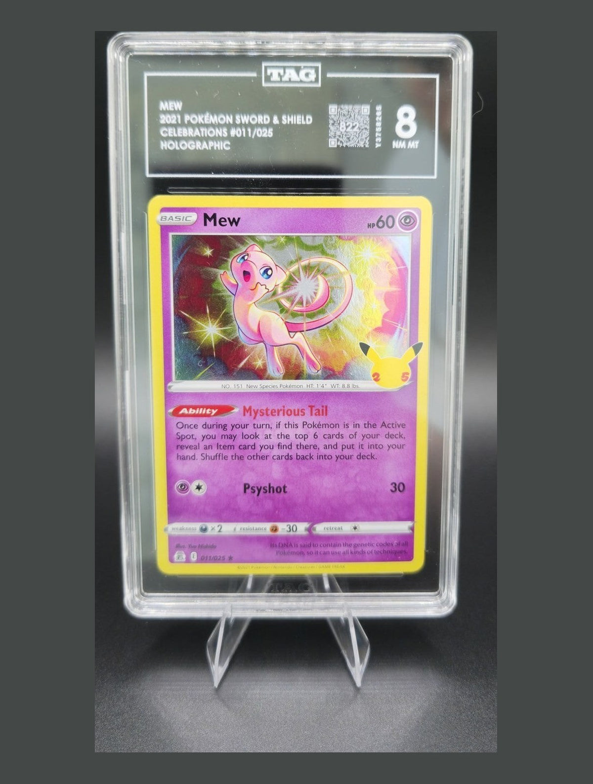 2021 Pokemon Sword & Shield Celebrations Mew #011/025 Holo Rare TAG 8 NM-MT