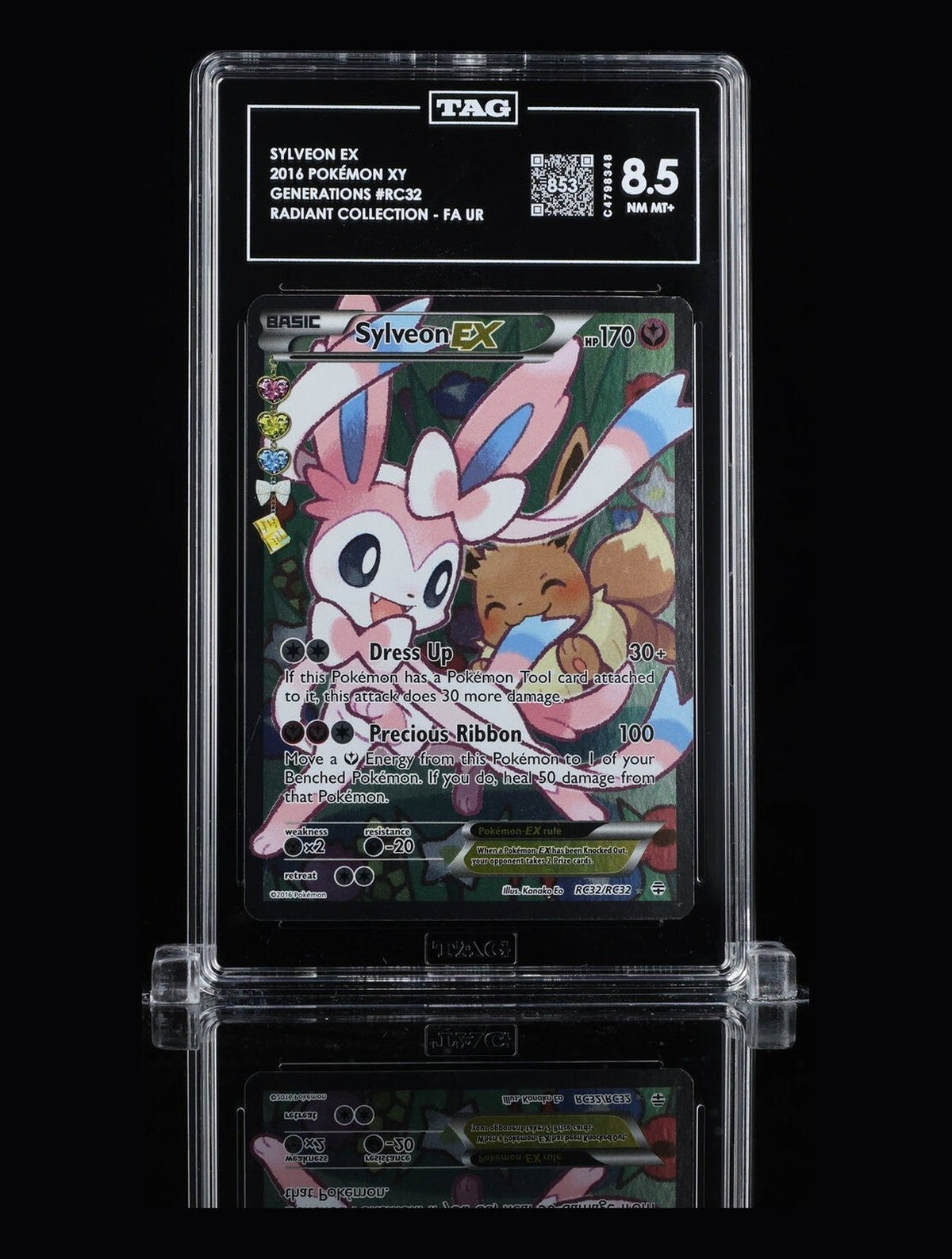 2016 Pokemon Generations RC Sylveon EX #RC32 Full Art Ultra Rare TAG 8.5 NM-MT+