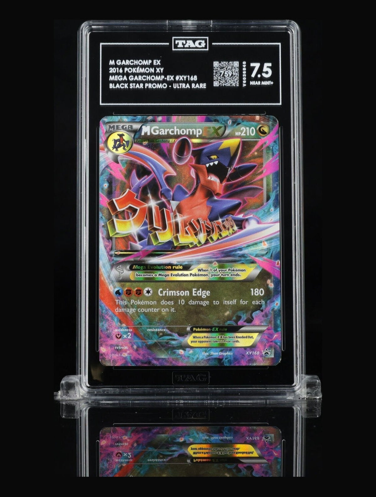 2016 Pokemon XY Black Star Promo M Garchomp EX #XY168 Ultra Rare TAG 7.5 NM+