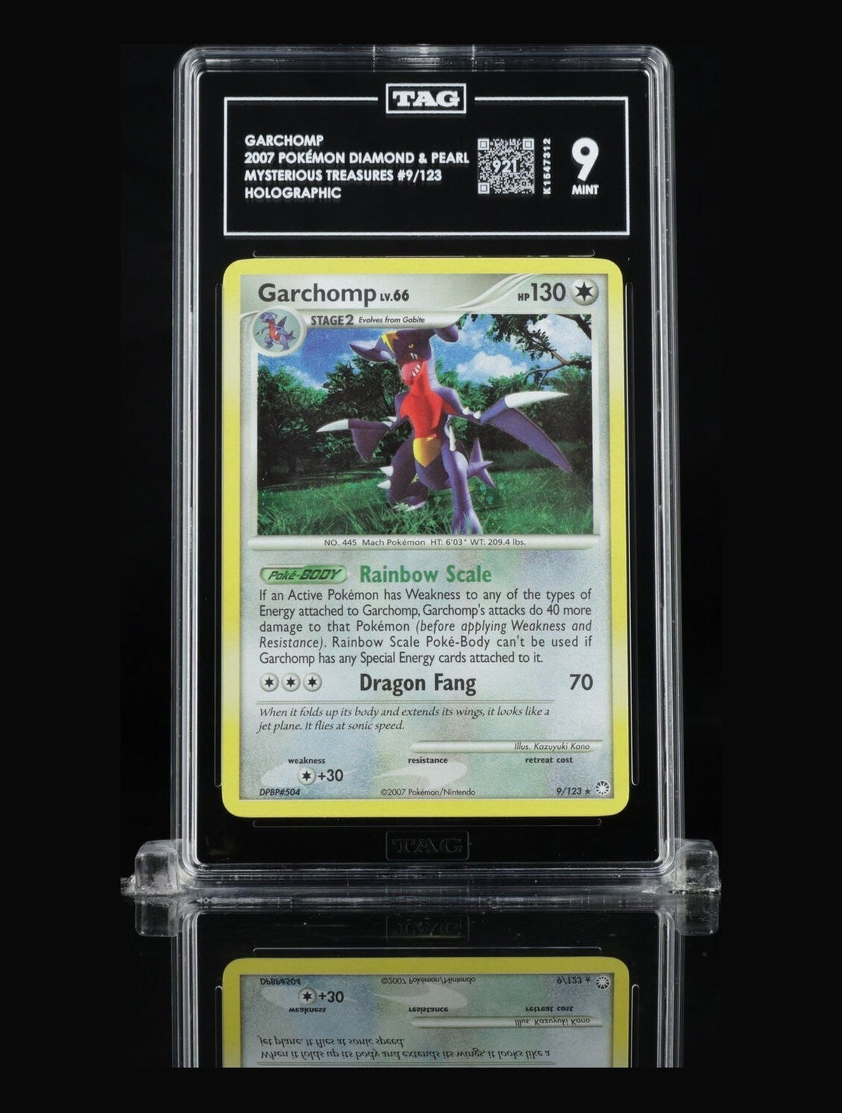 2007 Pokemon Mysterious Treasures Garchomp #9/123 Holo Rare TAG 9 MINT