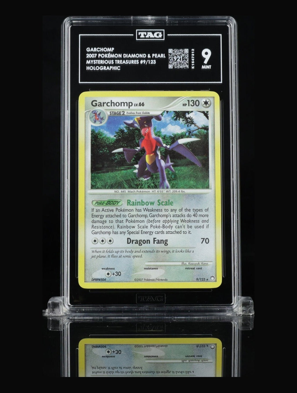 2007 Pokemon Mysterious Treasures Garchomp #9/123 Holo Rare TAG 9 MINT