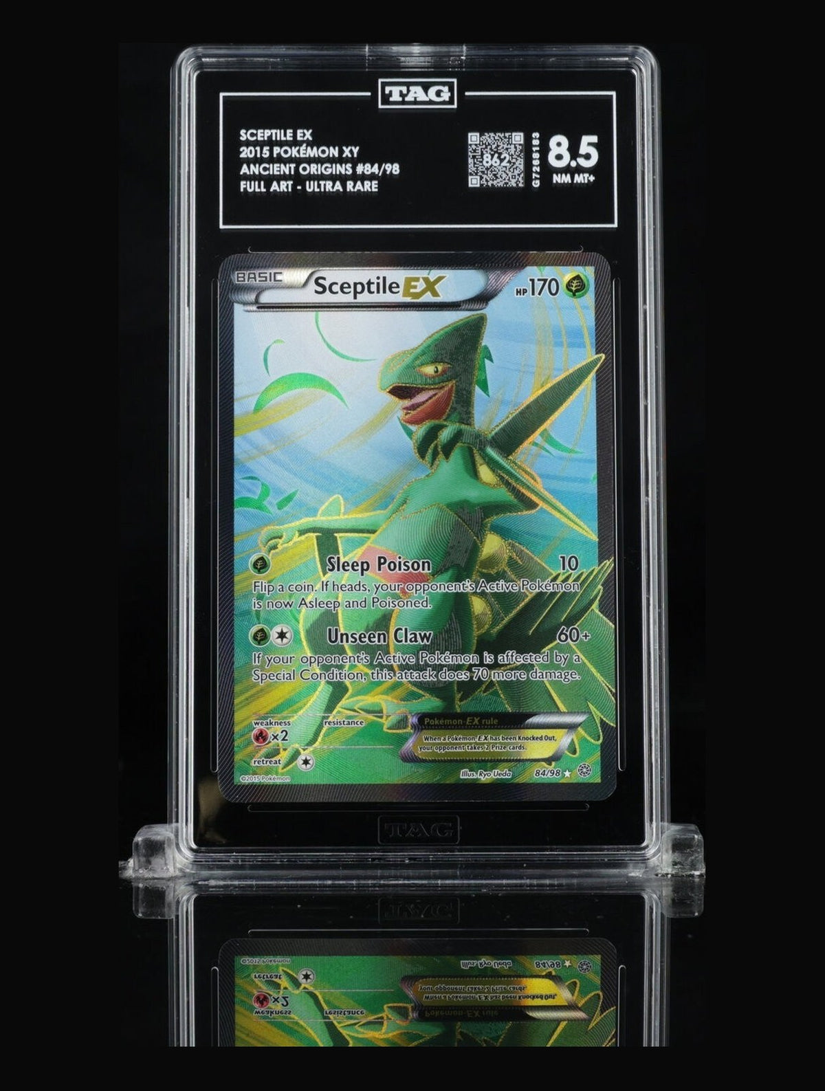 2015 Pokemon XY Ancient Origins Sceptile EX #84/98 FA Ultra Rare TAG 8.5 NM-MT+