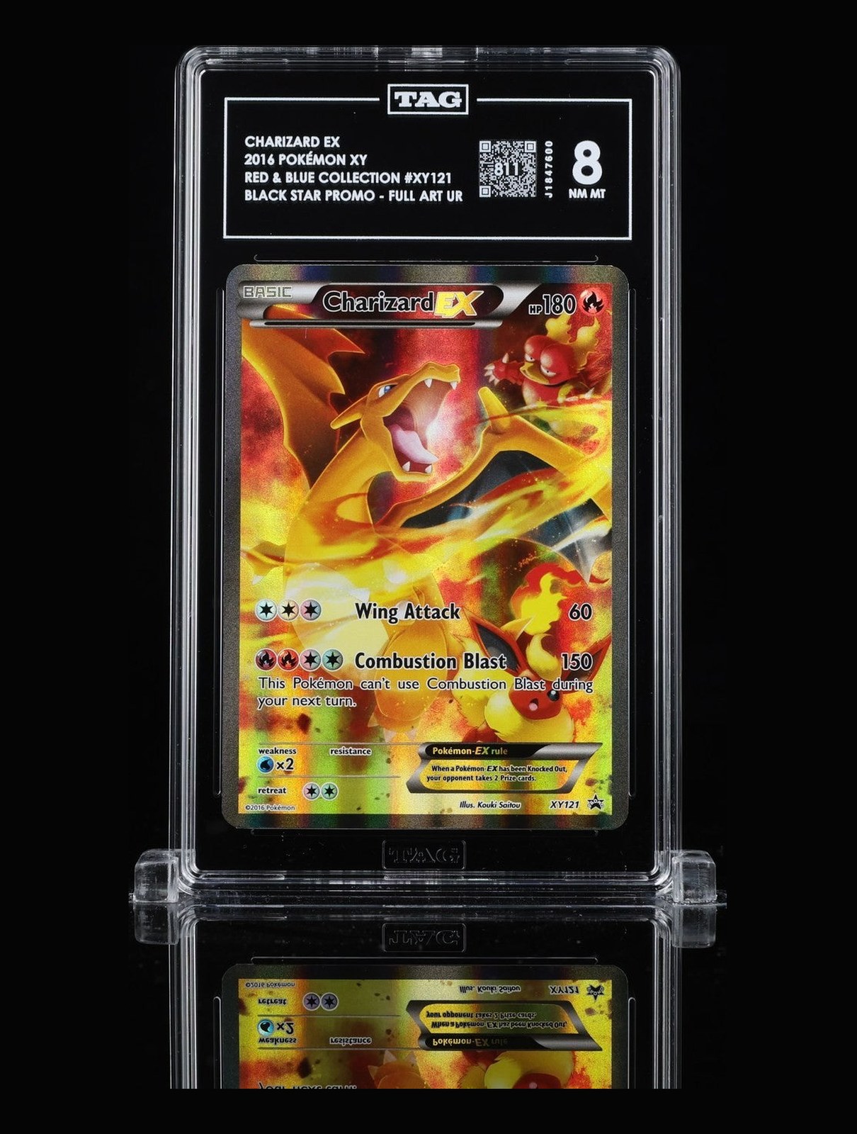 TAG 8 NM MT Charizard EX XY121 Full Art Red & Blue Collection Promo Pokemon