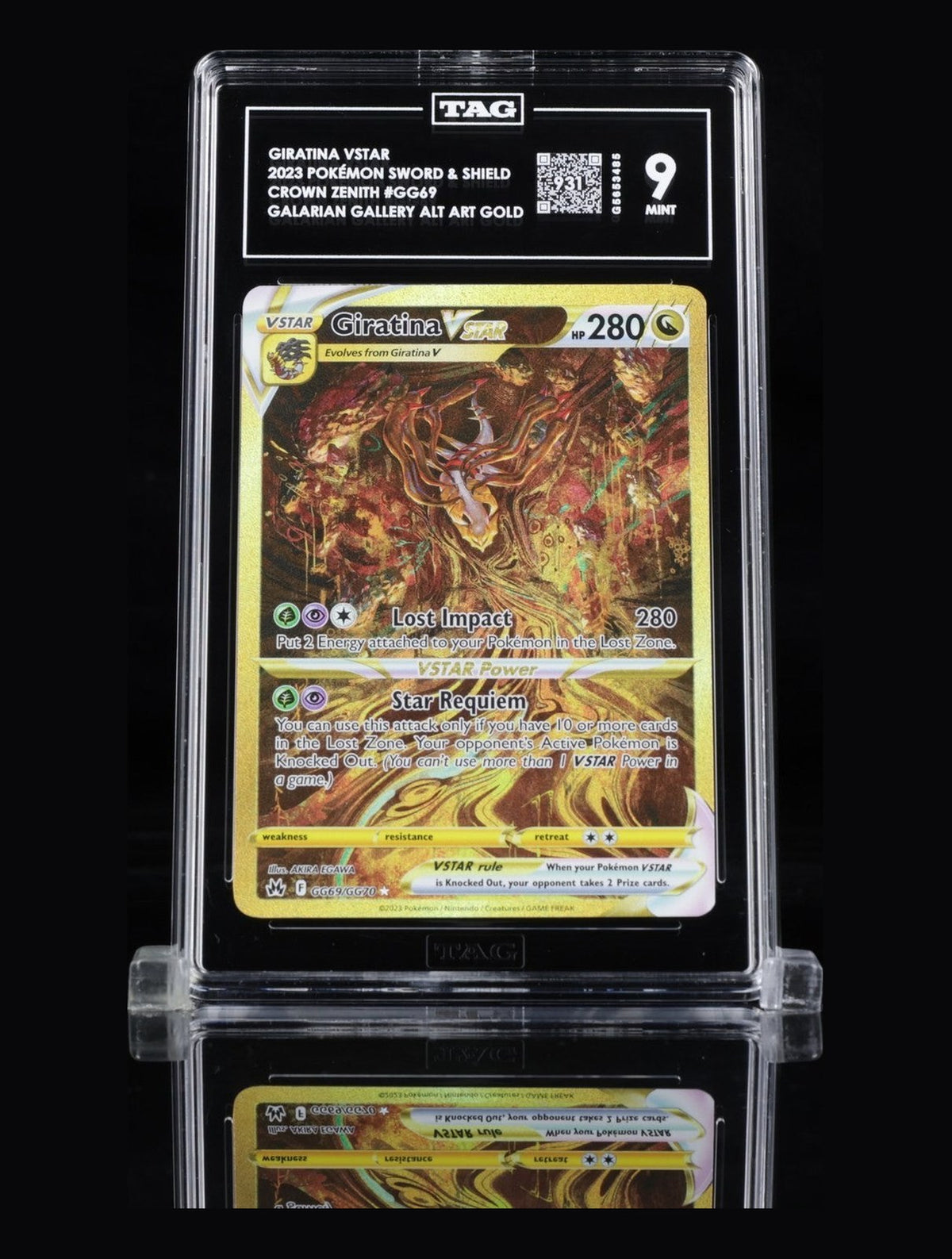 TAG 9 MINT Giratina VSTAR GG69 Secret Rare Galarian Gallery Crown Zenith