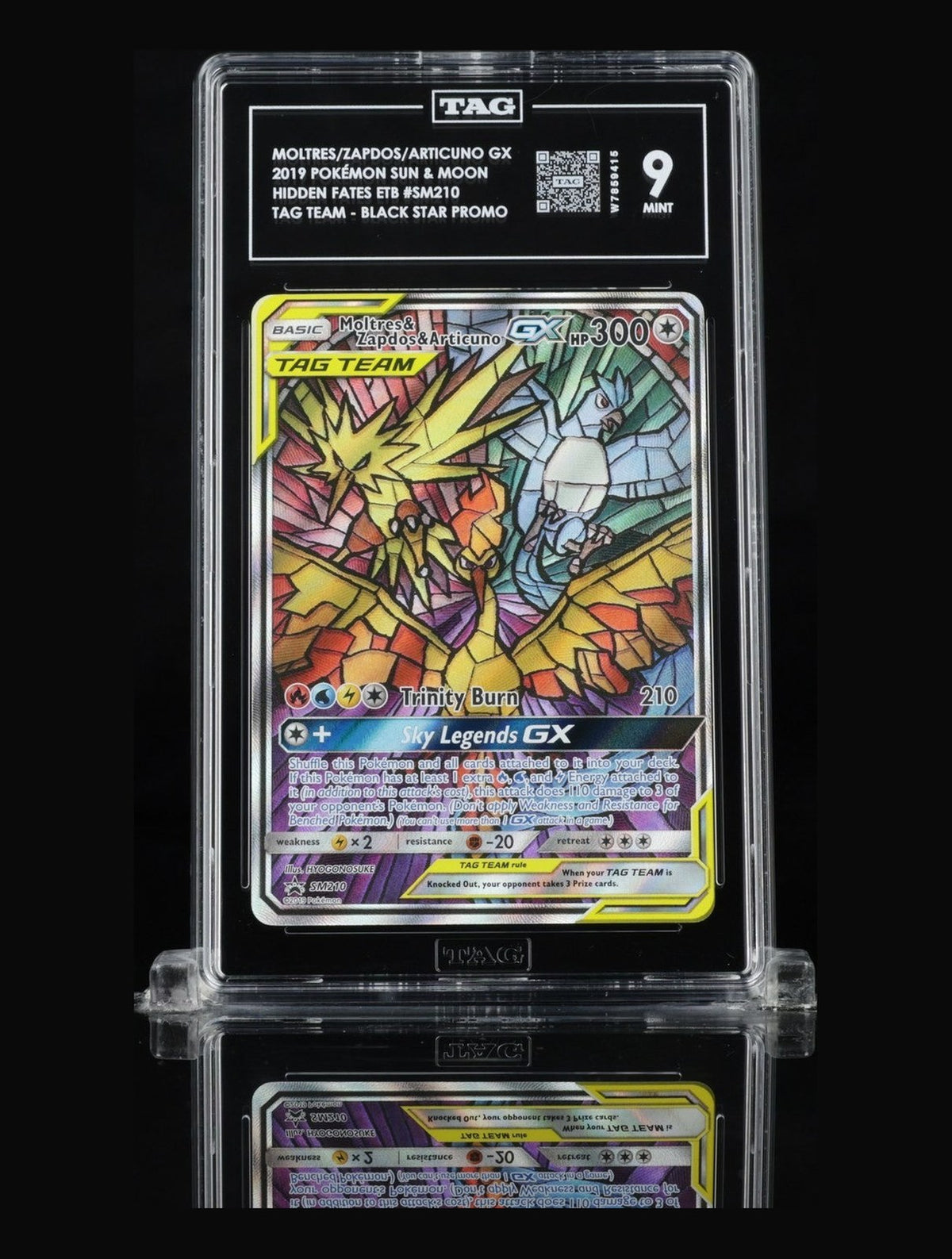 TAG 9 MINT Moltres & Zapdos & Articuno GX SM210 Full Art Hidden Fates Pokemon