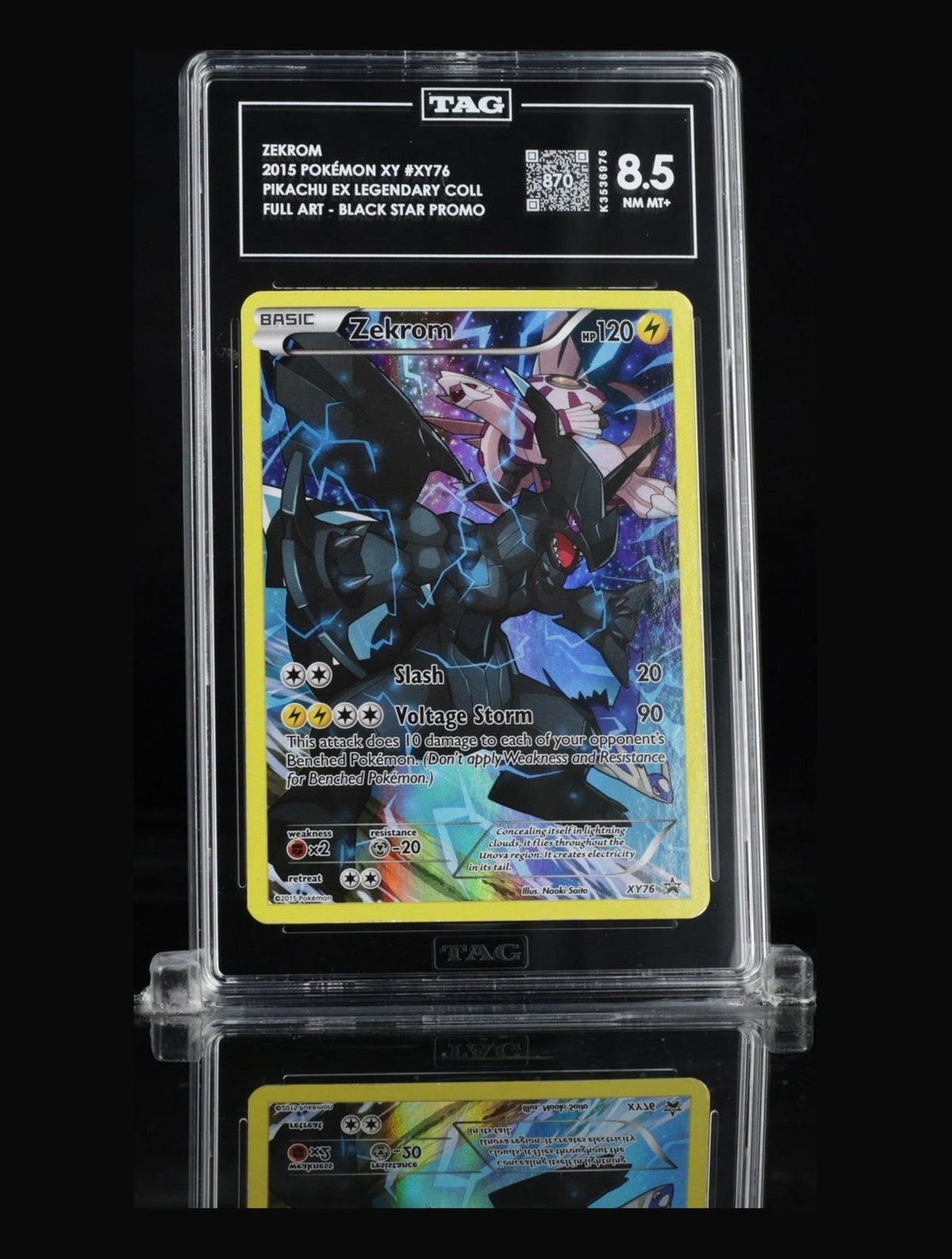 TAG 8.5 NM MT+ Zekrom XY76 Full Art Legendary Collection Promo Pokemon POP 17
